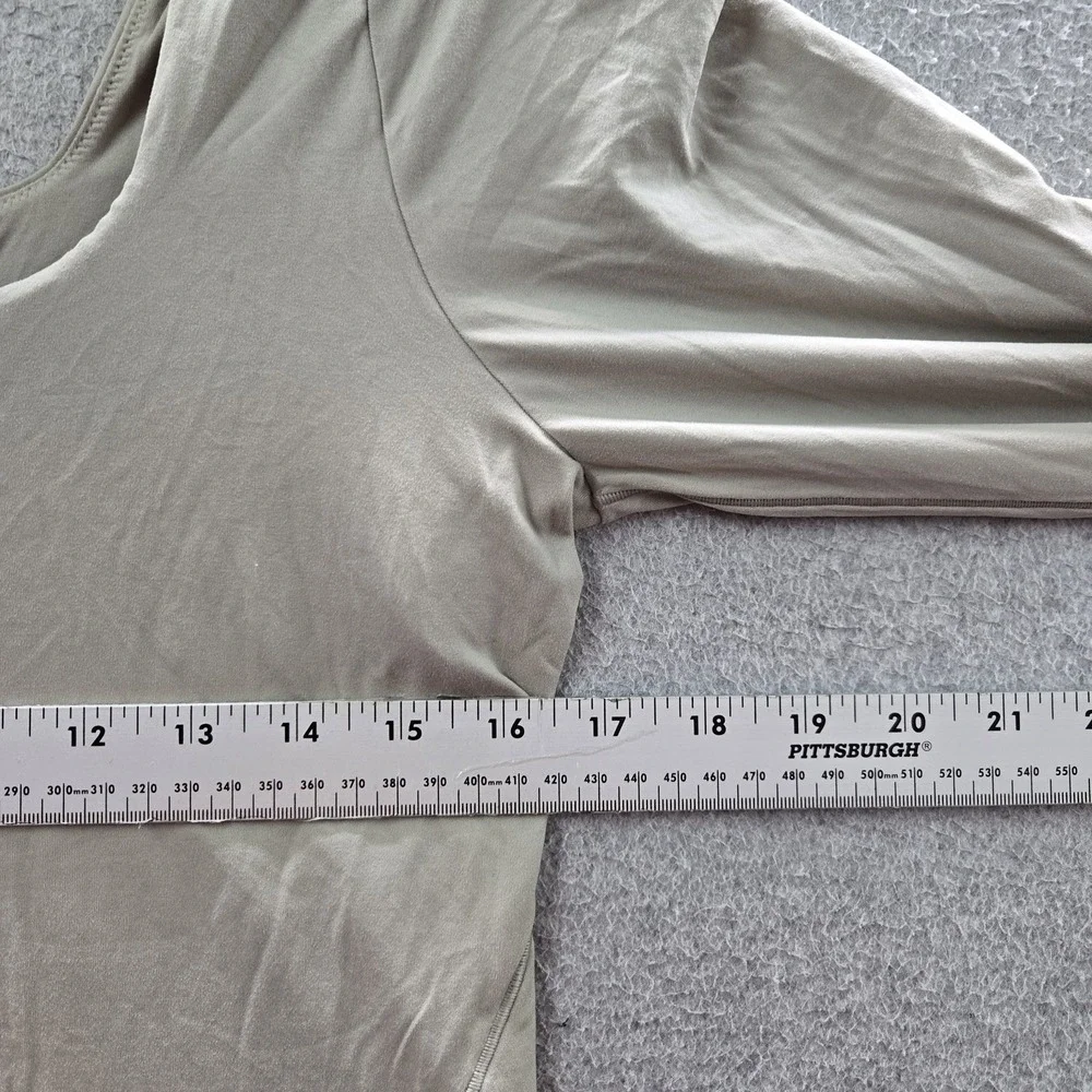 Lululemon Women Bodysuit XL Beige Wundermost Ultra Soft Nulu Scoop Neck READ